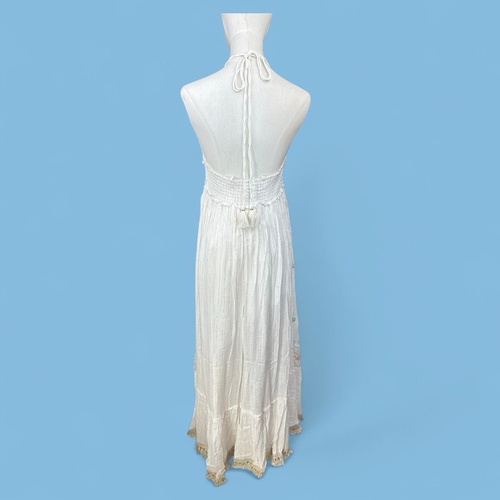 Ananta‎ NWT Elegant Bohemian Size L/XL pastel& White Halter Maxi Dress - Picture 6 of 16